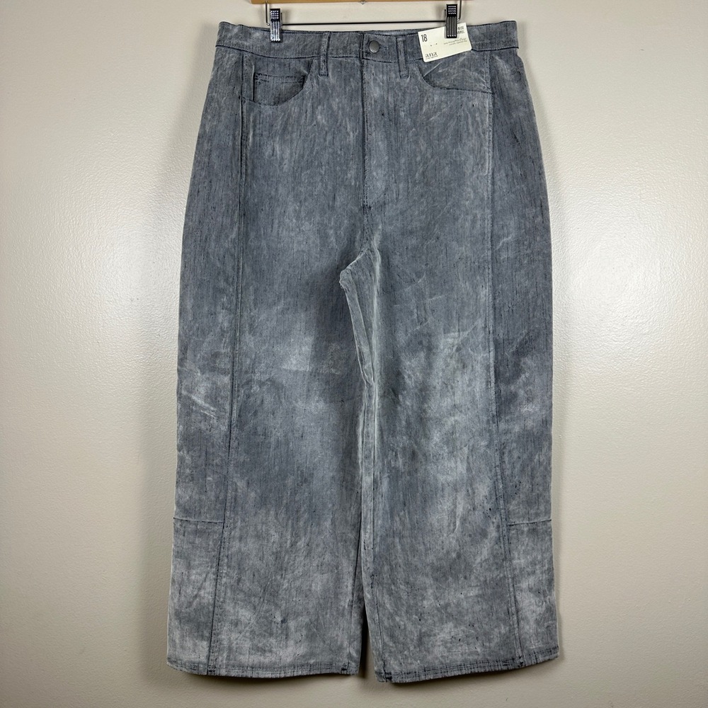a.n.a Women's 18 Highest-Rise Barrel Jeans Stone Grey‎ Flocked Textured NEW